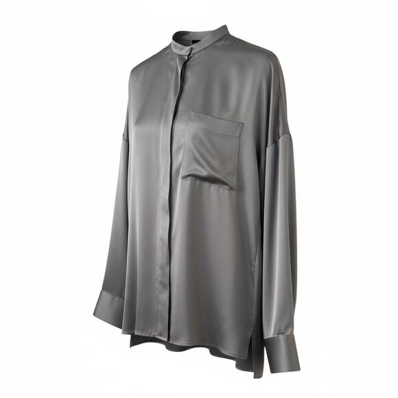 Haider Ackermann Silver Silk Charmeuse Oversized Top size FR 34 - Picture 15 of 15